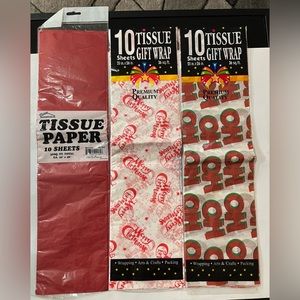 Lot of 3 Tissue Paper Holiday Christmas Gift Wrapping 20x26 in